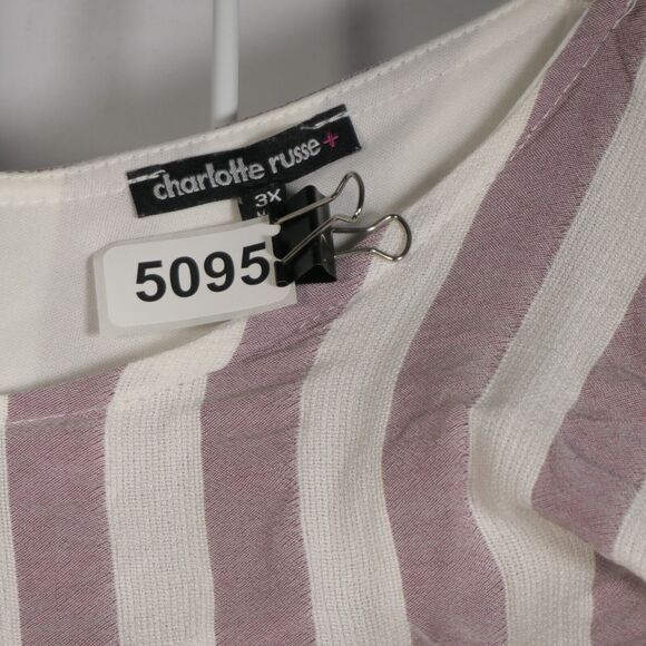 Charlotte Russe Maxi Dress Women 3X Purple Stripe Ruffle Peasant Boho Gauzy - Picture 6 of 6